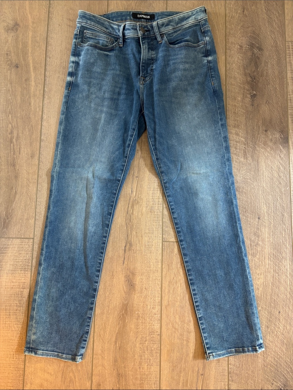 Express Men’s Washed Blue Skinny Jeans